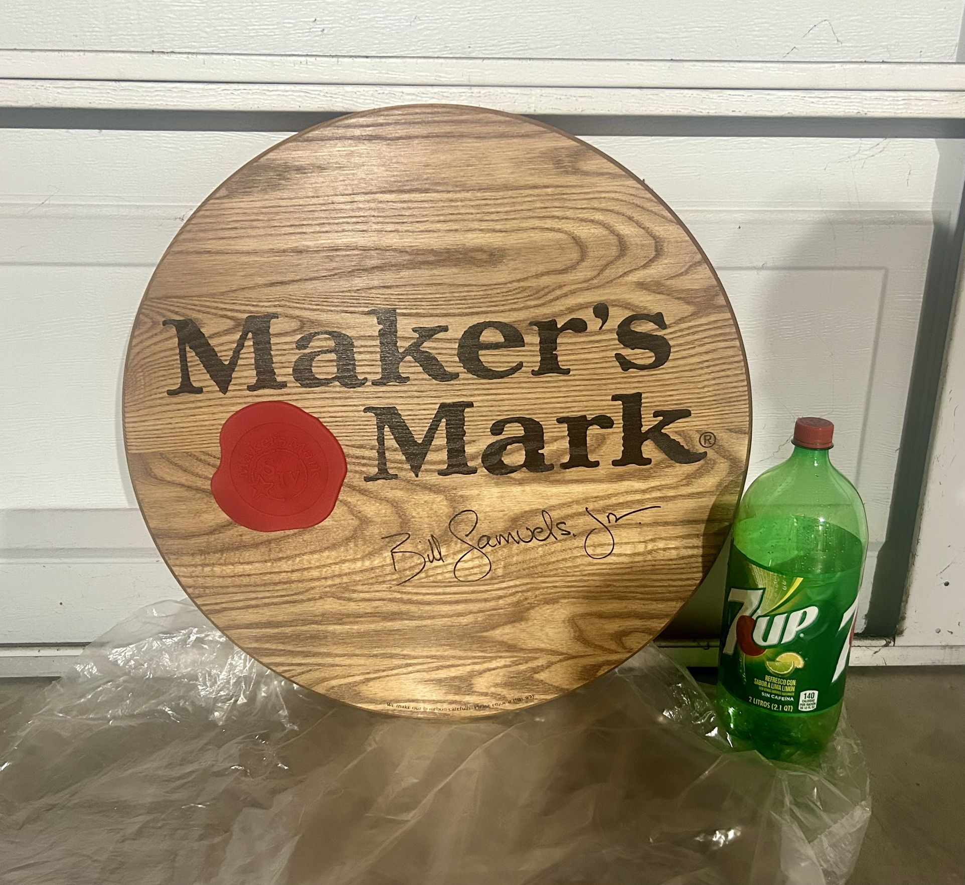 Makers Mark whiskey barrel top lid with Wax Seal.