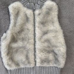 Size 7/8 Girls-Gray Front Faux Fur Vest