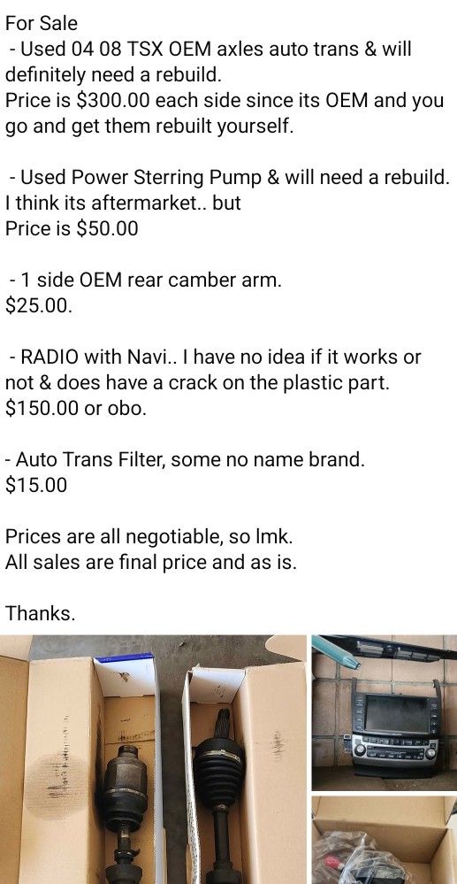 04 08 ACURA TSX PARTS