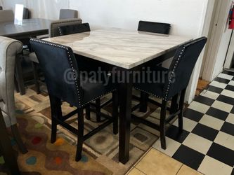 Counter Height Dining Table Set – Marble Top – $550