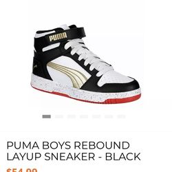 Puma Junior Boys Size 4.5 Rebound Mis Strap Tennis Shoes 
