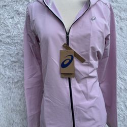 ASICS Women's Pink Ready Set Hooded Jacket size medium 
