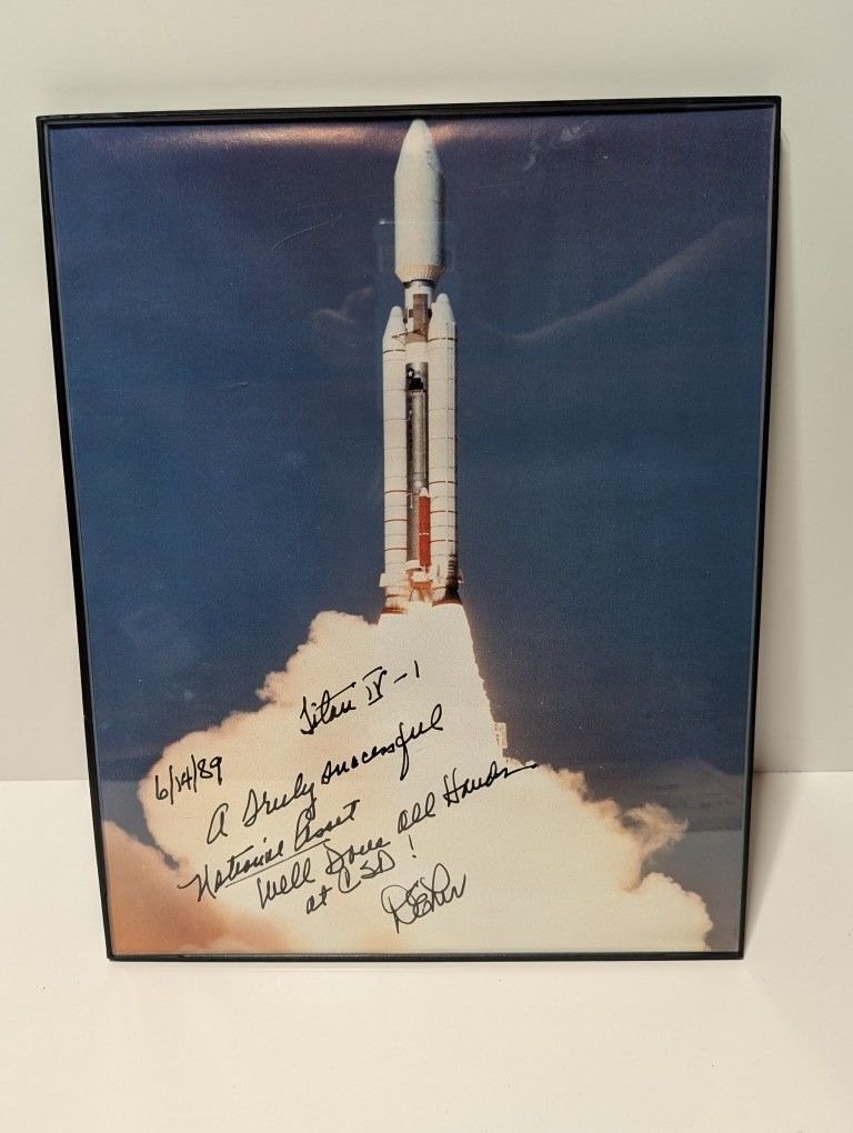 1989 Titan IV Rocket Launch NASA Autographed Photo Framed 11x14 Collectible
