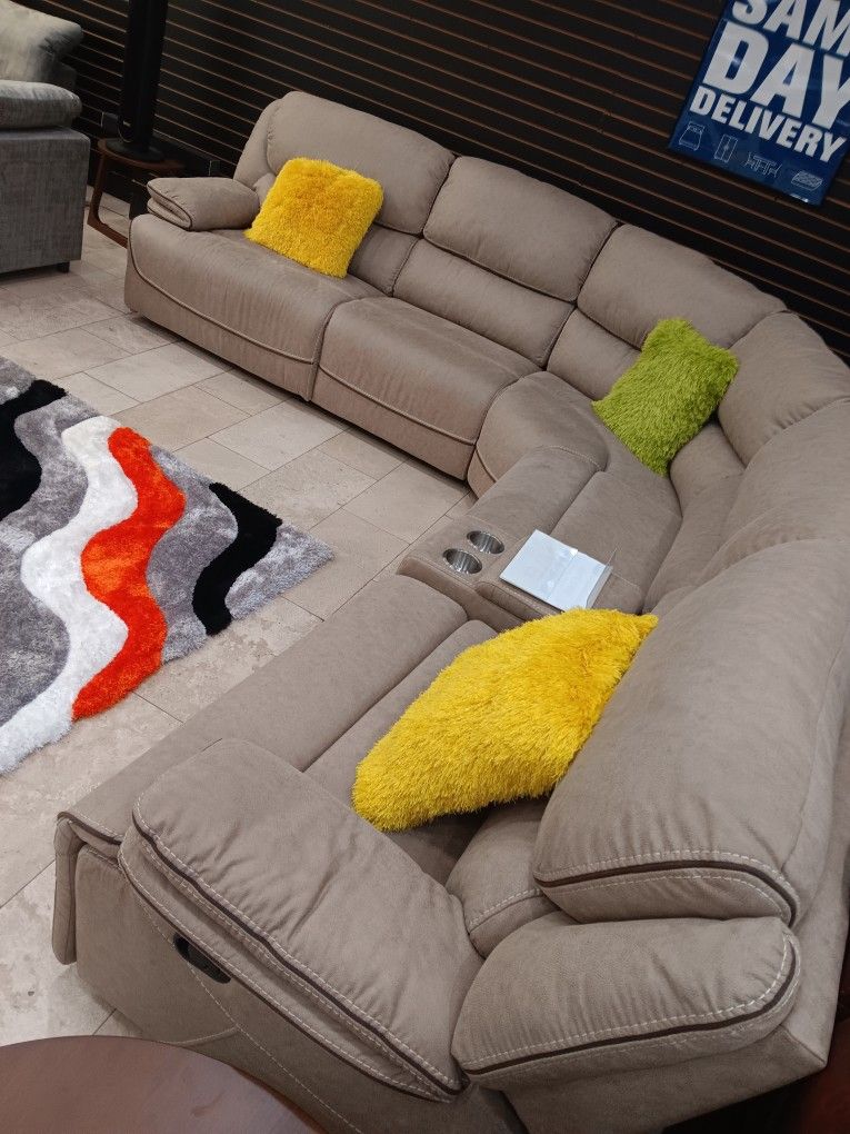 *Labor Day Now* Alejandra Mocha Fabric Reclining Sectional...