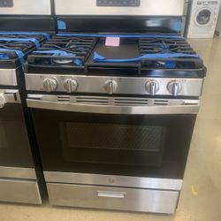 New Scratch And Dent GE 5 Burner Gas Stove Stainless Steel 6 Months Warranty 