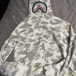 White bape full zip