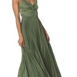 Sage Pleated Bridesmaid Dress