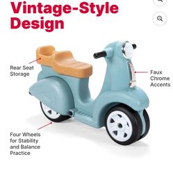 Step2 Ride Along Aqua Scooter Plastic Toddler Foot-to-Floor Riding Toy for Ages 18M-4Y New In box 