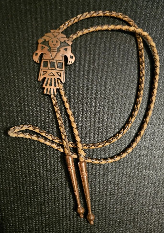 Vintage Bell Trading Post Solid Copper Kachina Bolo Tie