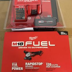 Milwaukee M18 FUEL 4-1/2" / 5" paddle switch angle grinder with 5 amp battery and charger