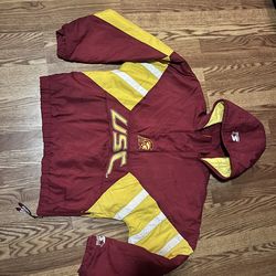 USC Trojans 90s STARTER puffer 1/2 jacket Pullover XL red gold Vintage In good overall condition