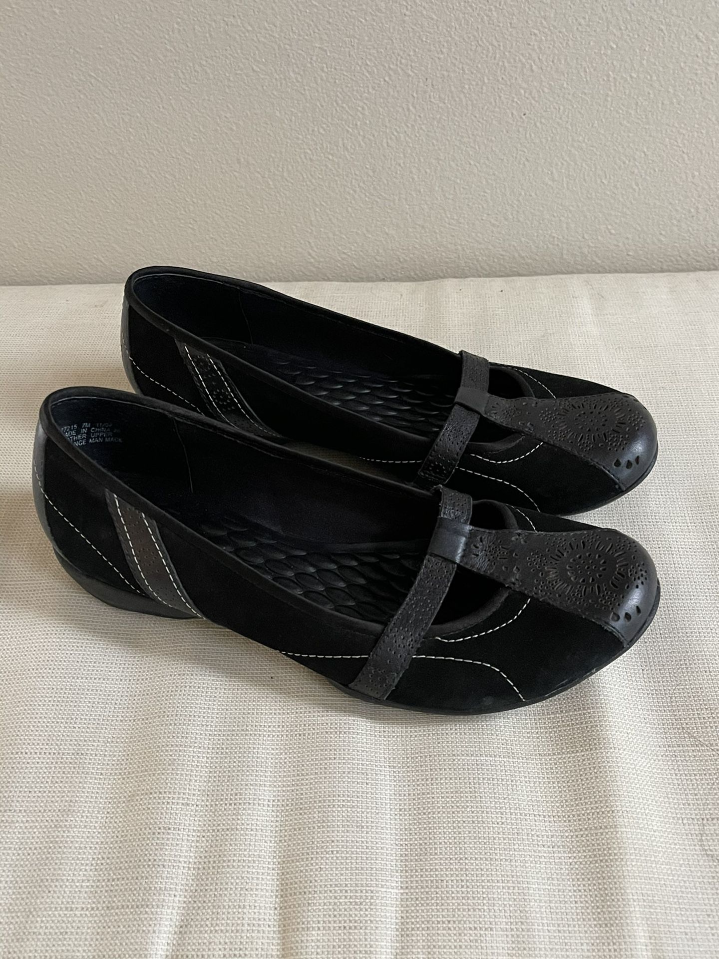 Clarks Privo Black Leather Mary Jane Flats Comfort Womens Size 7