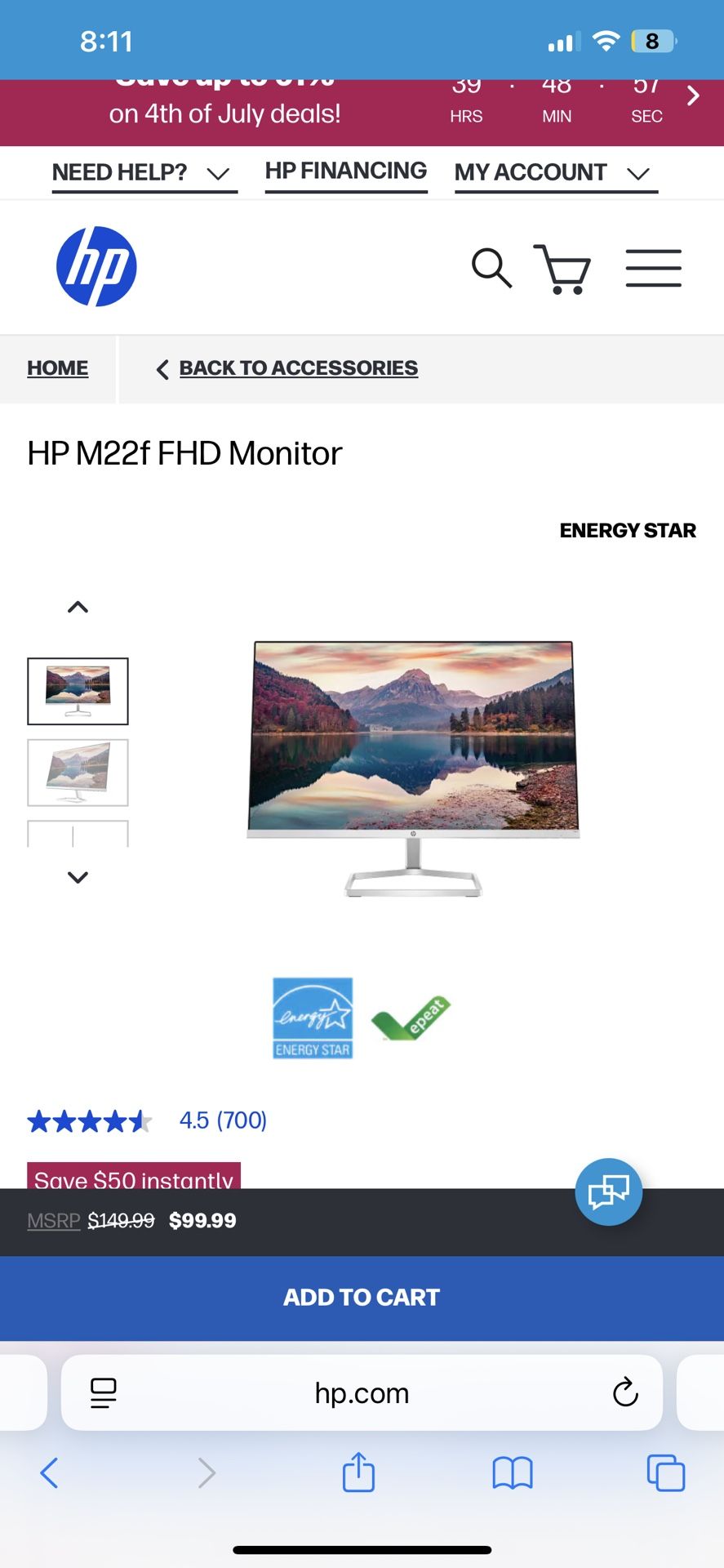 2 Hp Monitors - New Condition. Both For $100