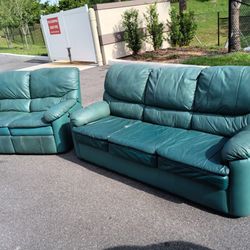 Leather Sleeper Sofa and Recliner Loveseat 