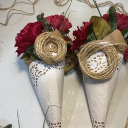 Pew Cones With Flowers 