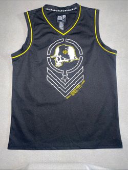 Y2K 1999 Metal Mulisha Jersey Tank Top Mens Black White Yellow
