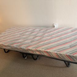 Foldable Twin Bed…5 Inch Mattress 73x30 Inch-Steel Frame/Wheels
