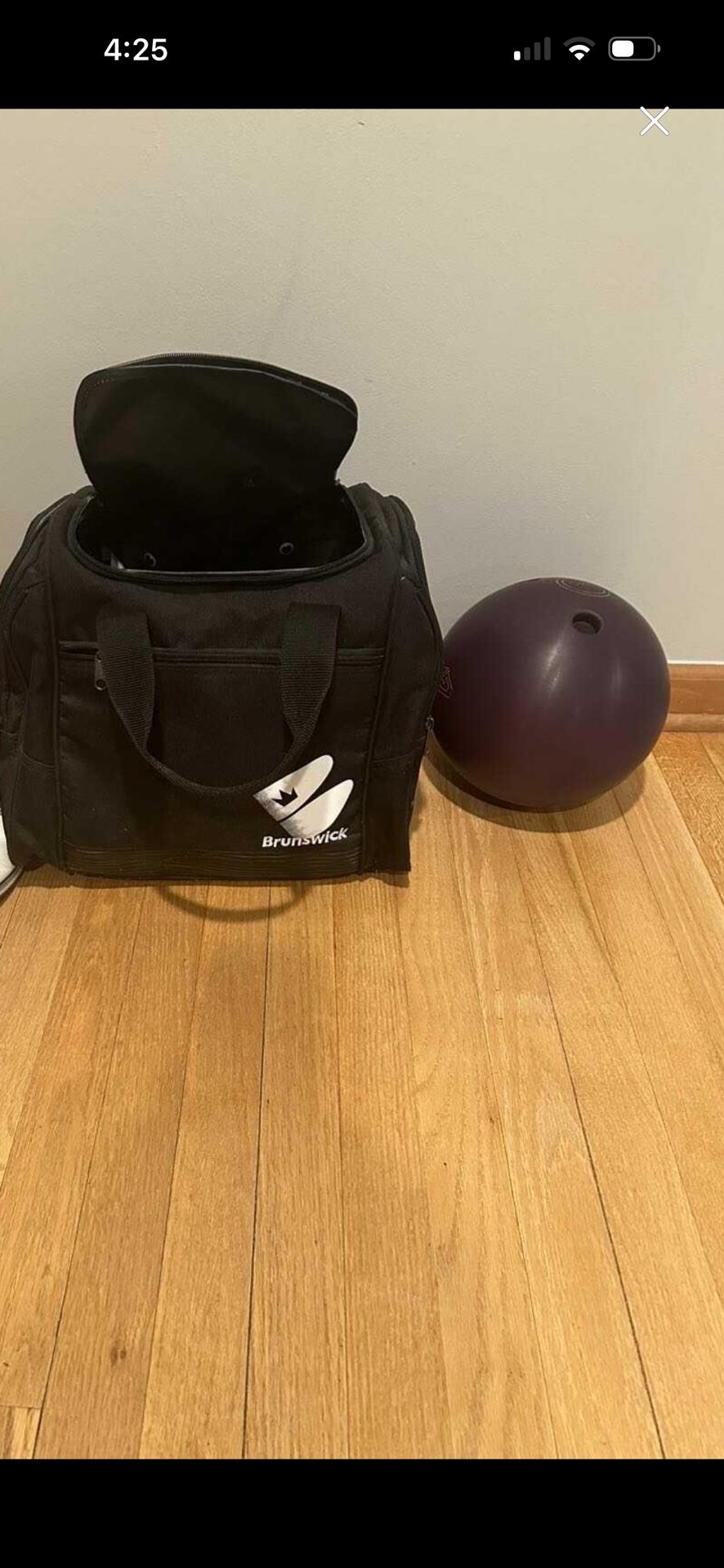 Brunswick zone bowling bag with bowling ball and bowling bag