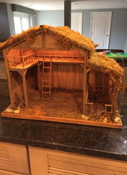 Christmas manger. Handmade. 20 1/2 x 13 1/2 x 15