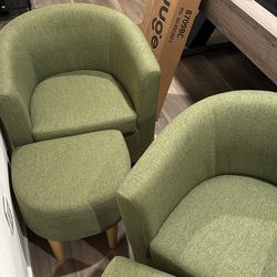Two Sets Of Chairs With Ottoman 