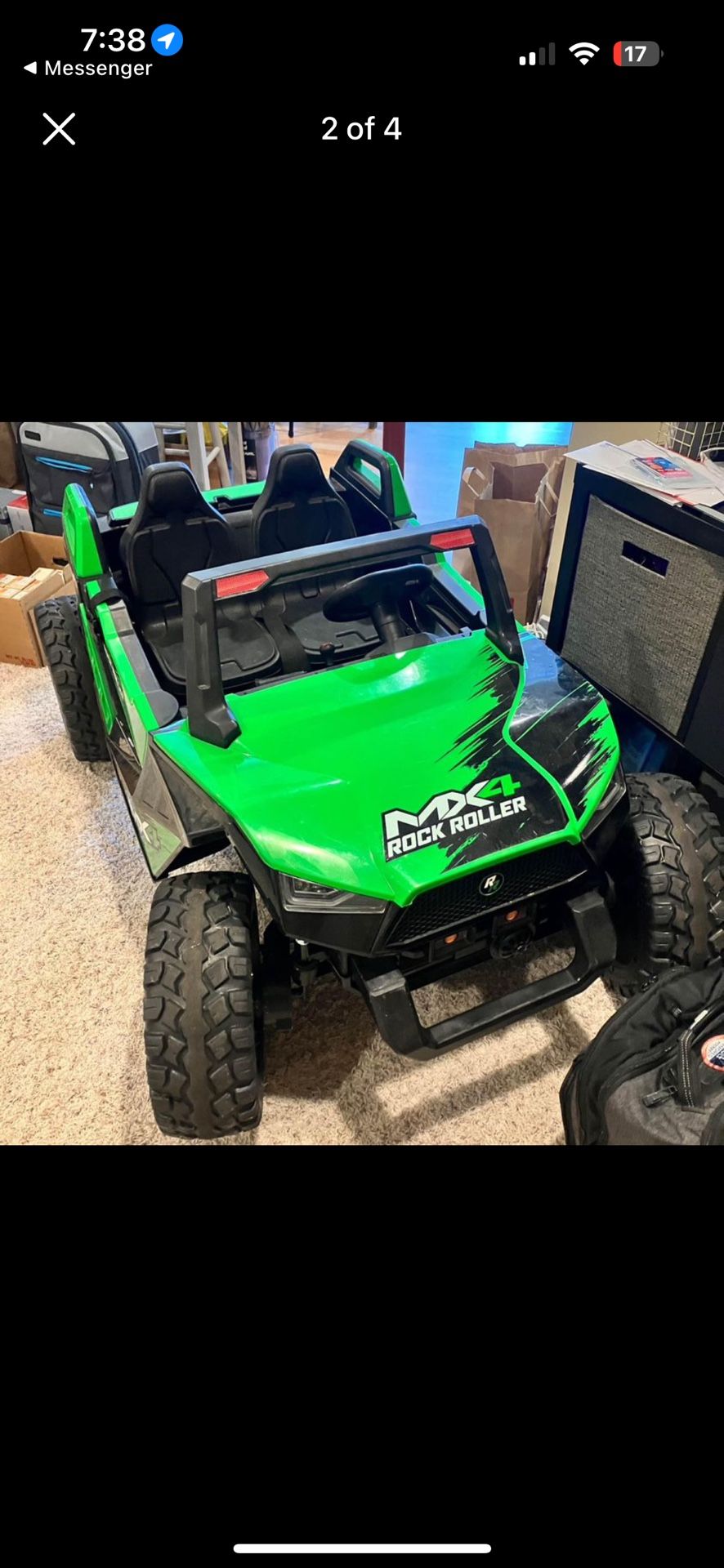 Hyper 24V Rock Roller MX4 UTV Powered Ride-On Car - Green/Black