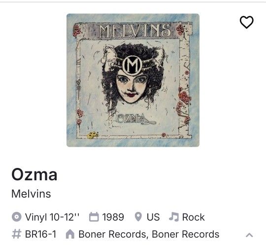Melvins – Ozma (1989, Boner Records) – VG+ Vinyl!