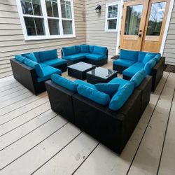 Premium Outdoor Wicker Sectional Sofa Set with Coffee Tables