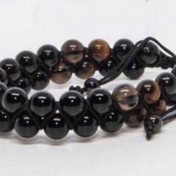 “All Protection” Onyx/Smokey Quartz/Tigers Eye Bracelet