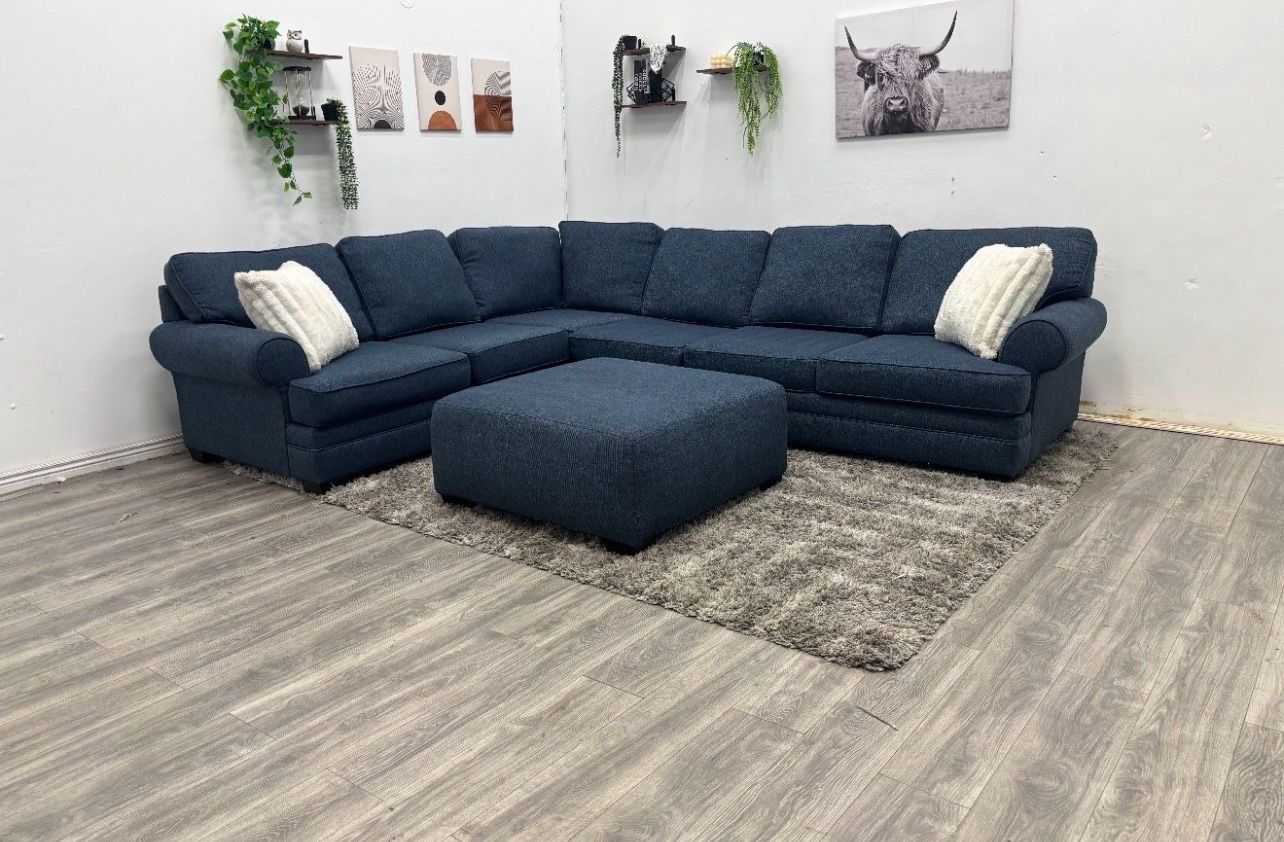 Blue Sectional Couch - Free Delivery 