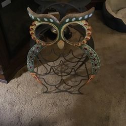 Hand Painted Owl Wine Rack