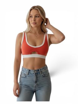 NWT Zara Terry Cloth Cutout Bra Top Red & White M