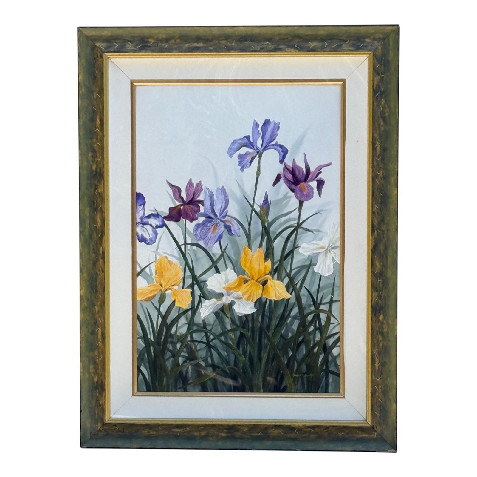 🌸 Robert Sugita Signed Floral Watercolor – 40″ Tall – Professionally Framed