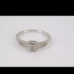 925 Silver Ring With Natural Diamonds, Size 7 (Diamond Tested, Acid Test Silver)