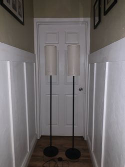 Pair of slim tall floor lamps