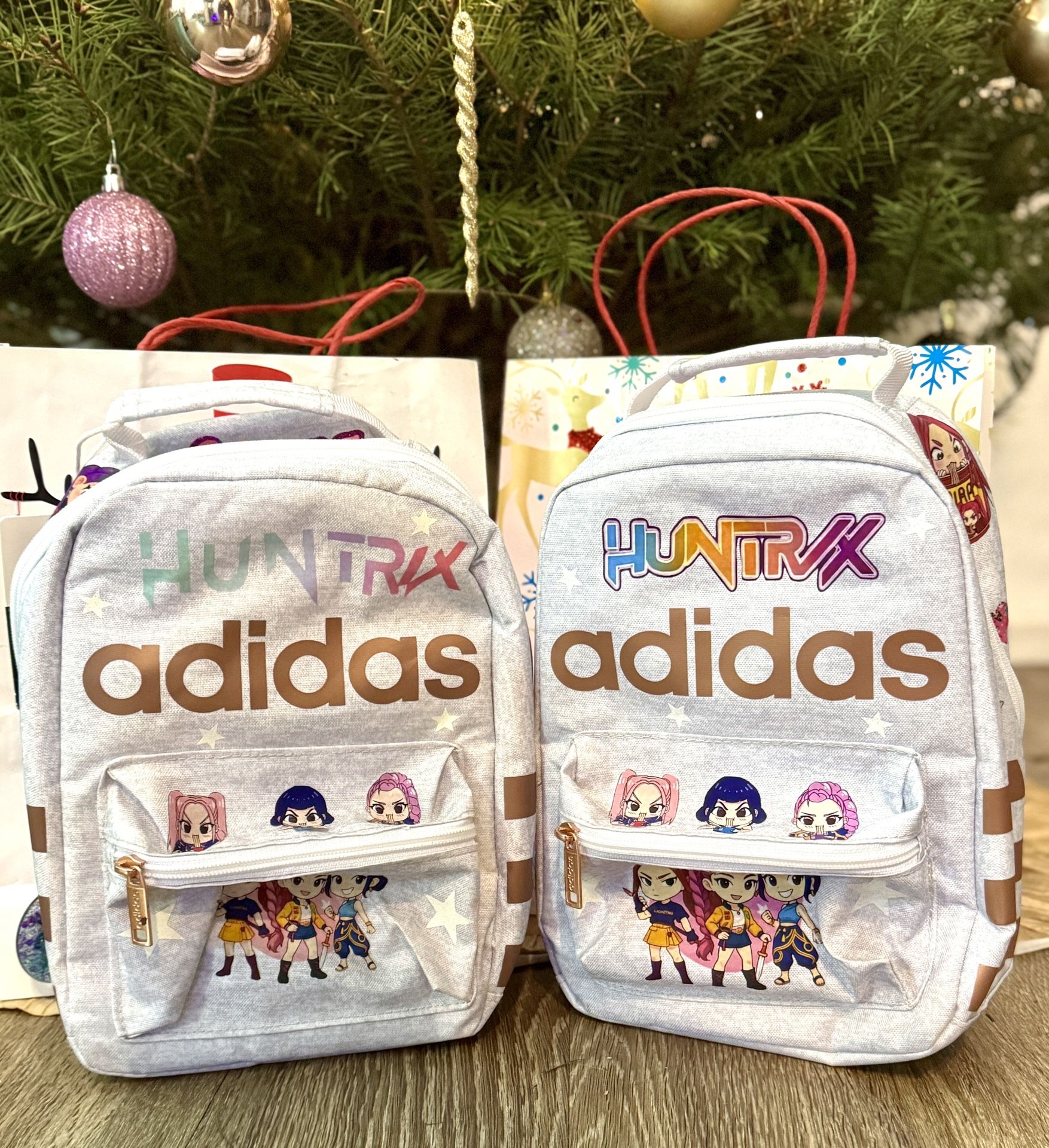 Personalized K Pop Demon Hunters Adidas Lunch Bag NEW -   - Personalized Name  - Keychain  (Adidas Rose Gold)           Huntrix K pop Demon hunters Ad