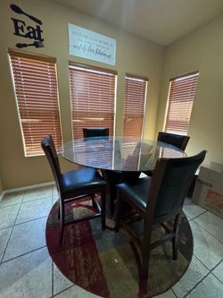 Round Glass Dining Table with 4 Chairs - Moving Sale