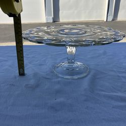 Crystal cake plate and glass pitcher