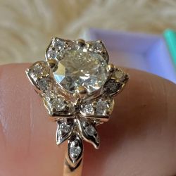 Vintage Art Deco Floral Diamond Engagement Ring