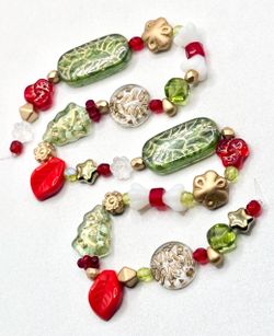 50 pcs ~ Christmas Czech Glass Beads For Jewelry Making