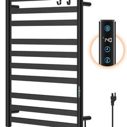 Heated Towel Rack for Bathroom, Hot Towel Warmer Rack Large 10 Bar Electric Hot Towel Warmer, Stainless Steel Wall Mounted Rack with LED Built-in Time