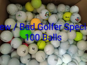 New + Bad Golfer Special 100 Mixed Brand Balls. Lesser Known Brands In Excellent Condition+ Major Brand Balls With Minor Cosmetic Imperfections