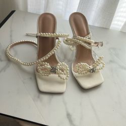 Rhinestone Pearl Bow Heels 