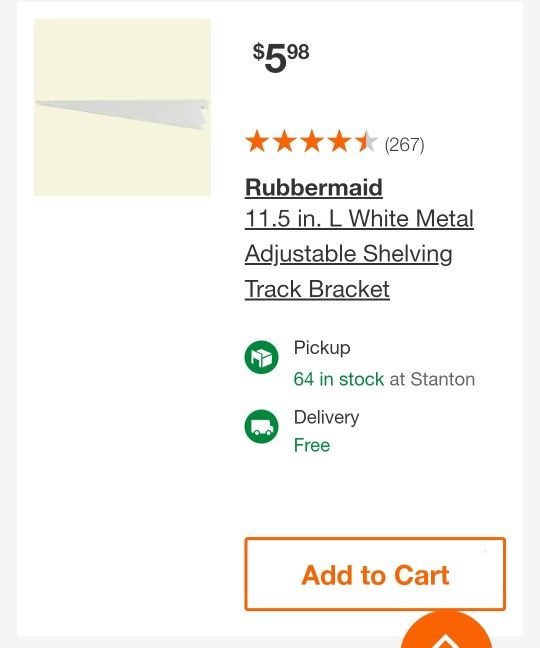 Rubbermaid Shelving Track Bracket