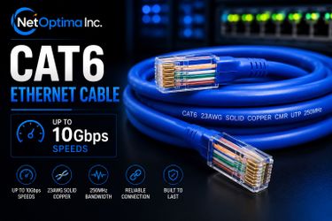 NetOptima Inc Premium CAT6 Ethernet Cable | 23AWG Solid Copper | Up to 10Gbps