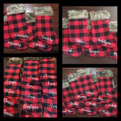 Chrismtas Stockings Buffalo Plaid With Fur. Personalized 