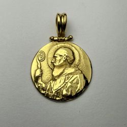 18K Solid Gold Saint Benedict Medal Pendant – 3.74g