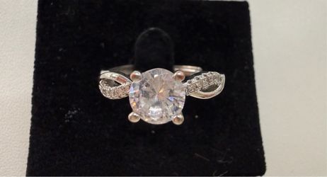Moissanite Ring 1ct Silver Adjustable Sizing Engagement Promise used