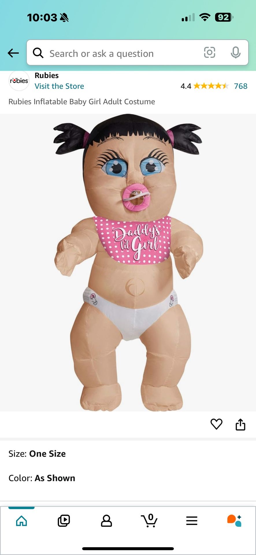 Inflatable Baby Girl Adult Costume ( Gender Reveal)