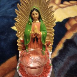 Our Lady Of Guadalupe with Candle Holder 8"x 4"