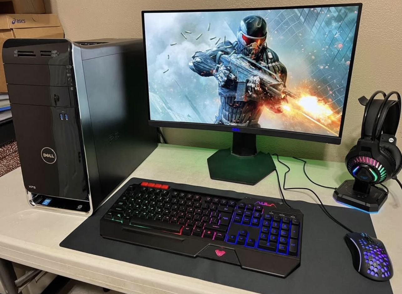 🎄DELL COMPLETE GAMING SYSTEM, 27” 144hz CURVED MONITOR, I7-3.40Ghz, 16GB, SSD/HDD,WIFI,RGB KEYBOARD/MOUSE/HEADSET, AMD GPU, ALL INCLUDED!